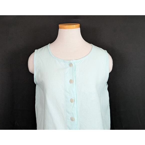 Vintage 90s Cropped Top Tank Jacket Set Aqua Blue Cotton Linen Misses Size S - Picture 6 of 10
